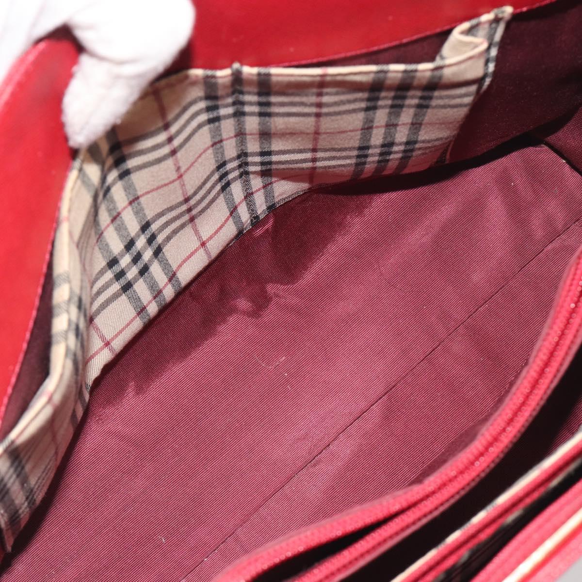 BURBERRY Hand Bag Leather Red Gold Auth 196605