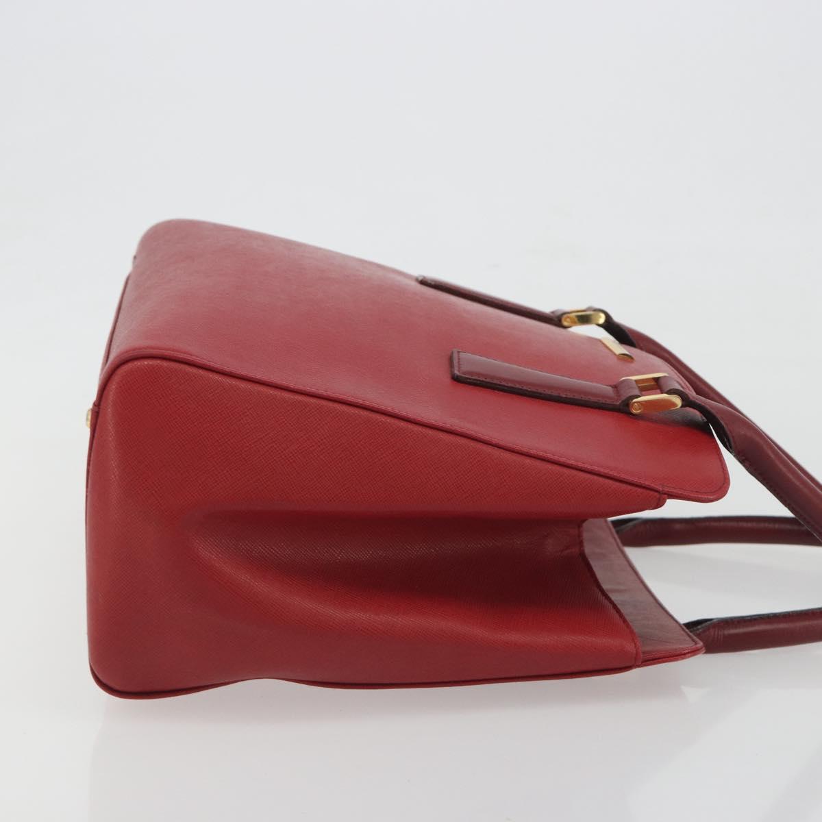 BURBERRY Hand Bag Leather Red Gold Auth 196605