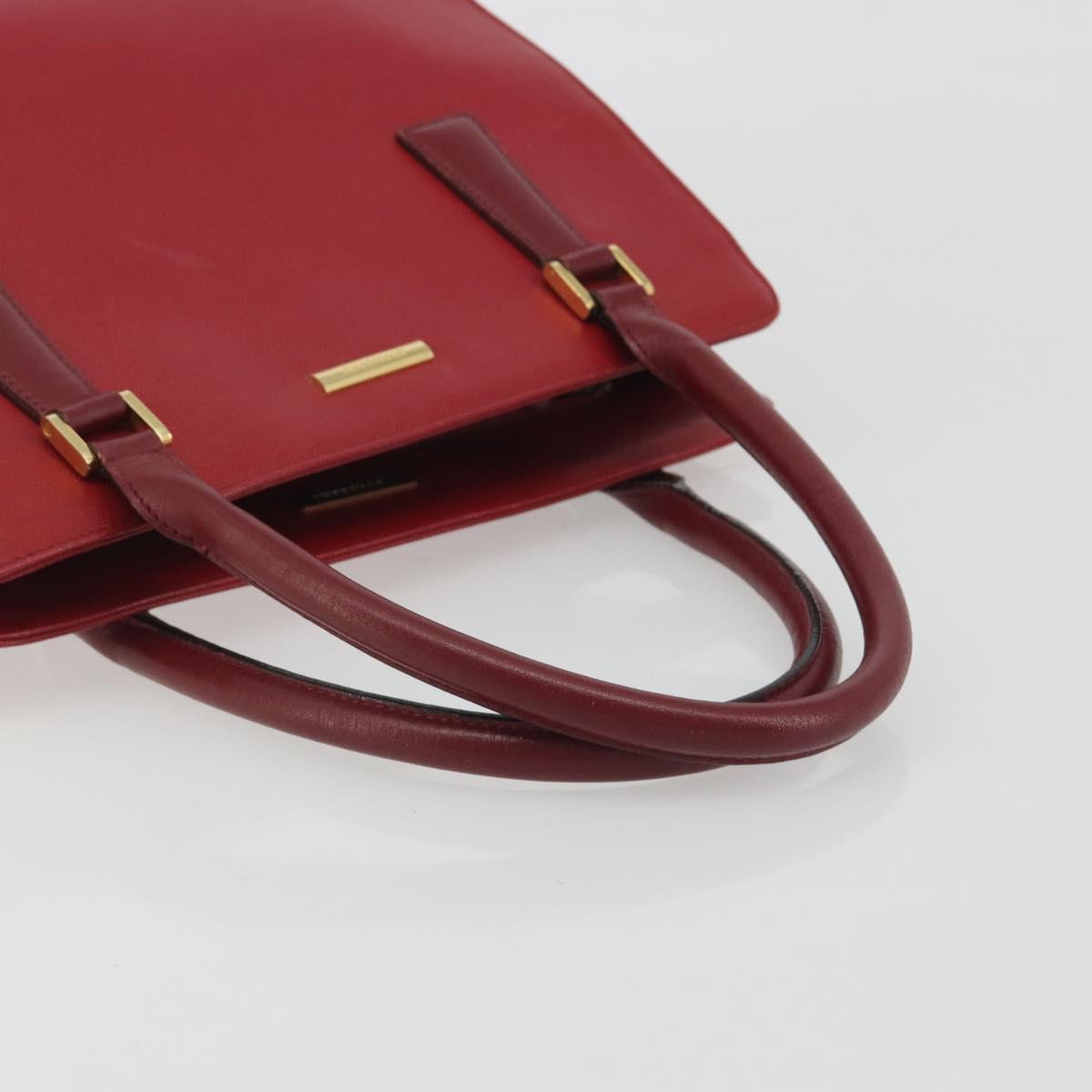 BURBERRY Hand Bag Leather Red Gold Auth 196605