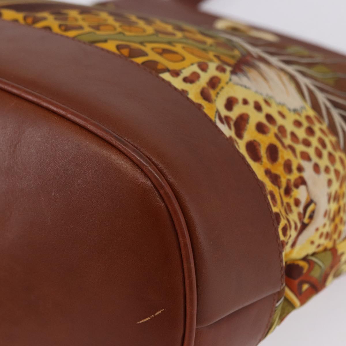 Salvatore Ferragamo Shoulder Bag Canvas Brown Gold Auth 196607