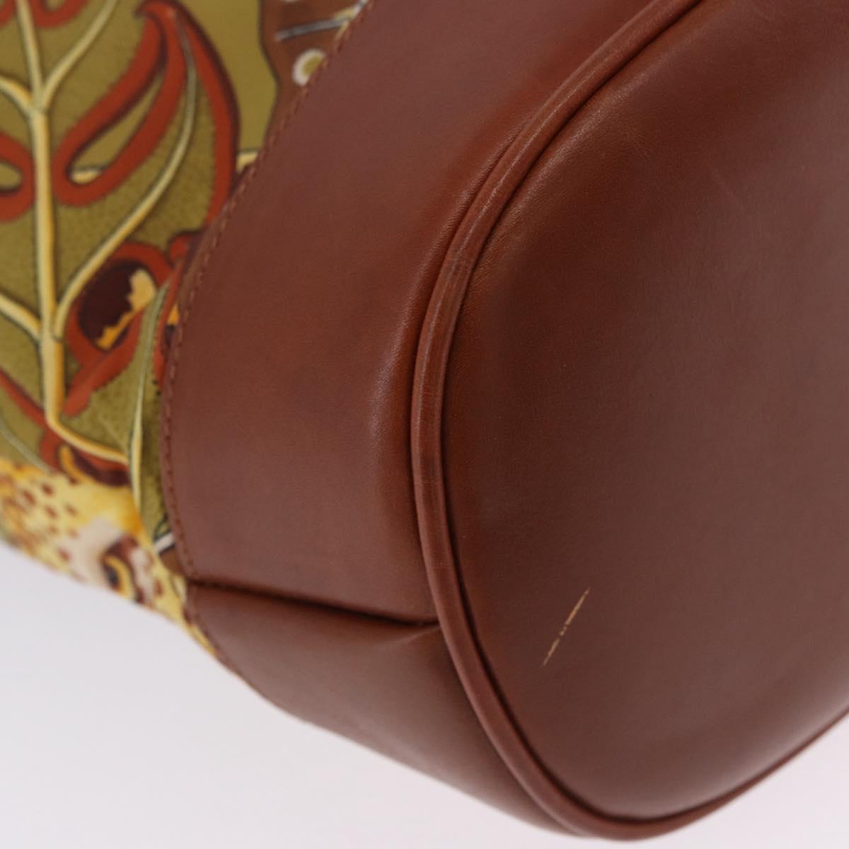 Salvatore Ferragamo Shoulder Bag Canvas Brown Gold Auth 196607