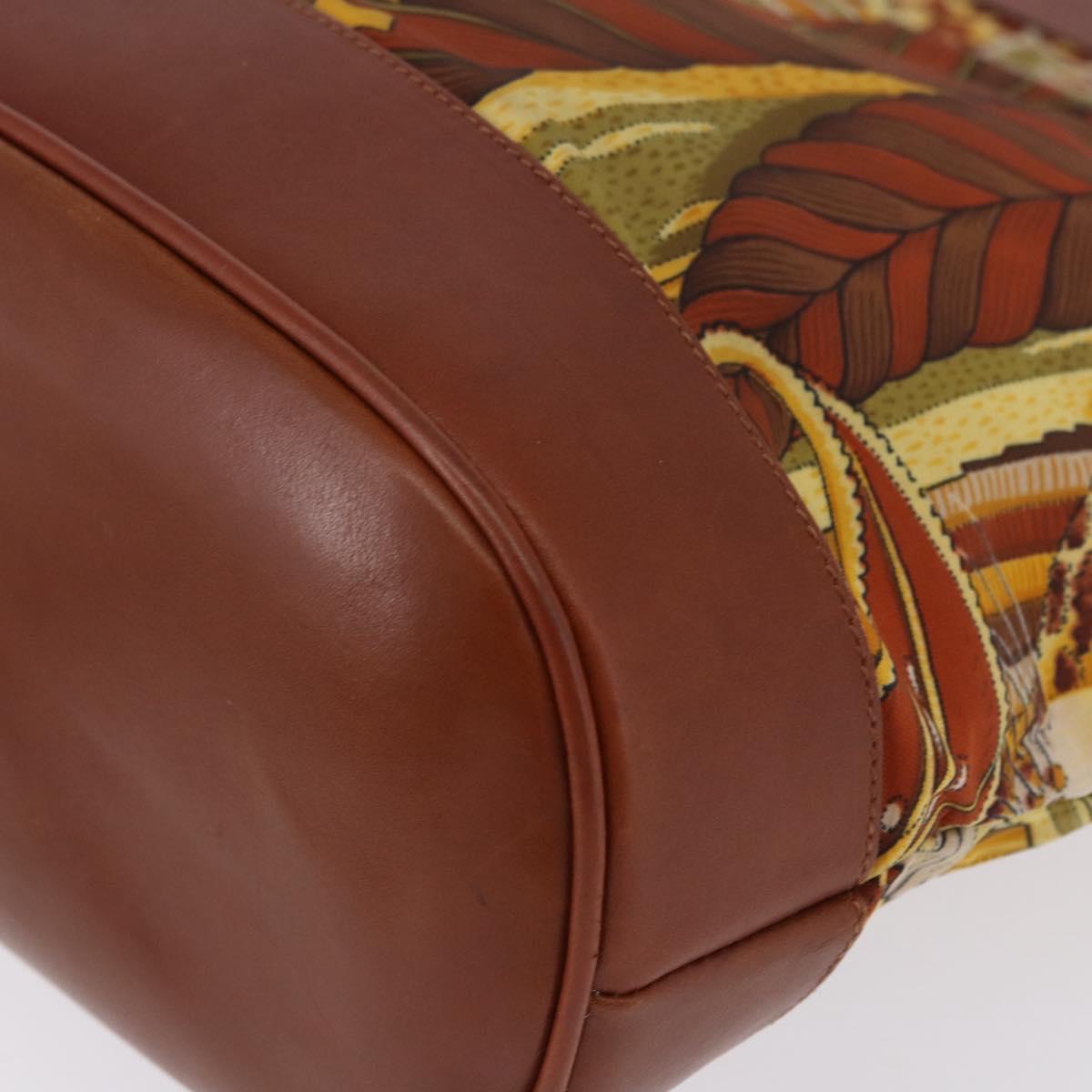 Salvatore Ferragamo Shoulder Bag Canvas Brown Gold Auth 196607