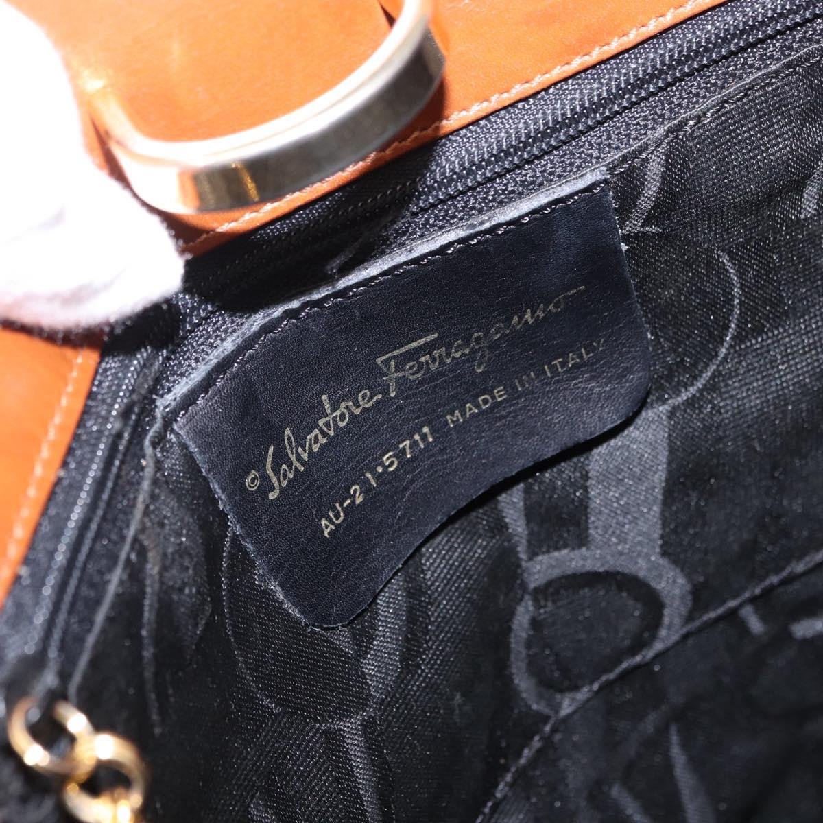 Salvatore Ferragamo Shoulder Bag Canvas Brown Gold Auth 196607
