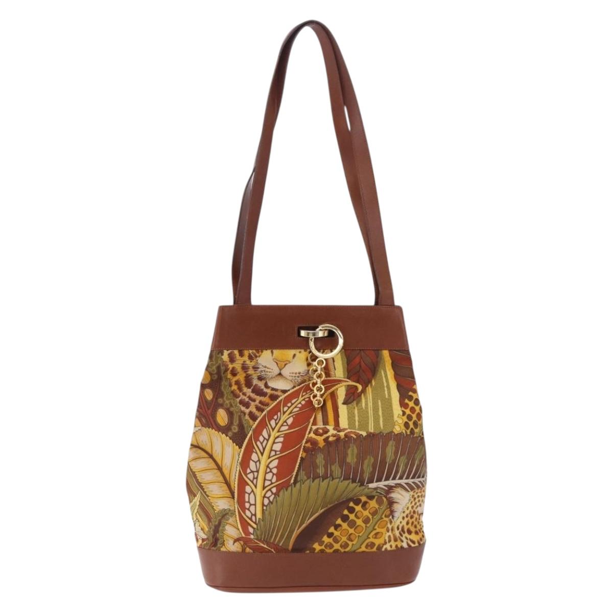 Salvatore Ferragamo Shoulder Bag Canvas Brown Gold Auth 196607
