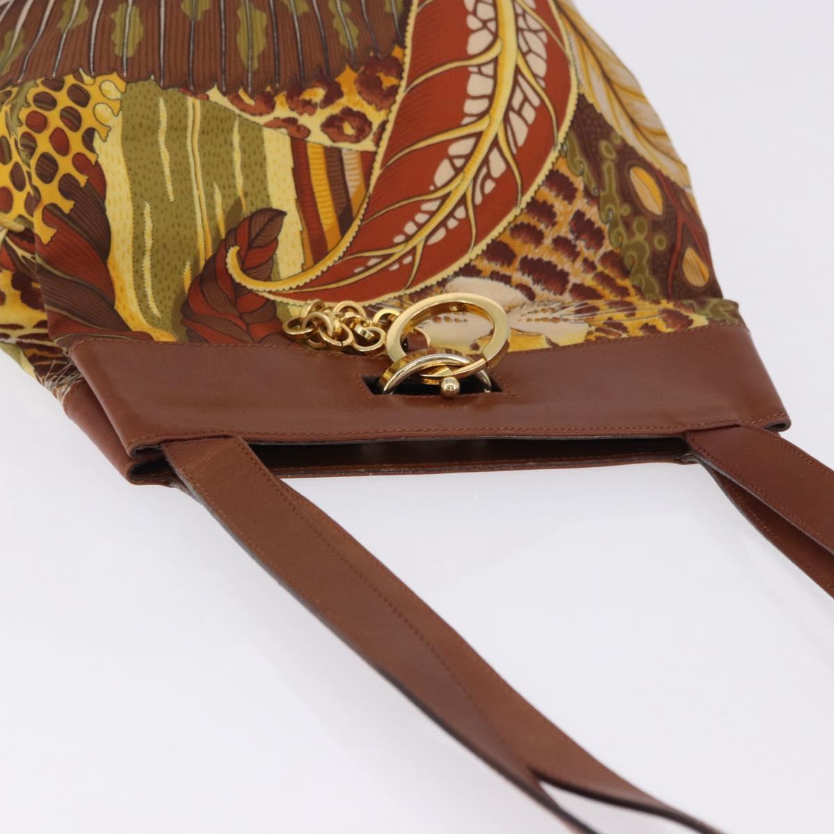 Salvatore Ferragamo Shoulder Bag Canvas Brown Gold Auth 196607