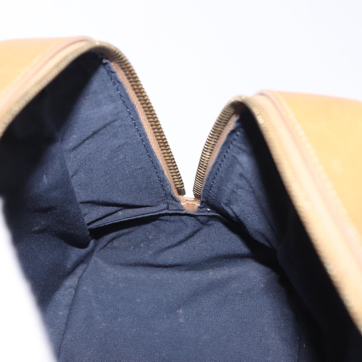 CELINE C Macadam Canvas Hand Bag Suede Navy Gold Auth 196609