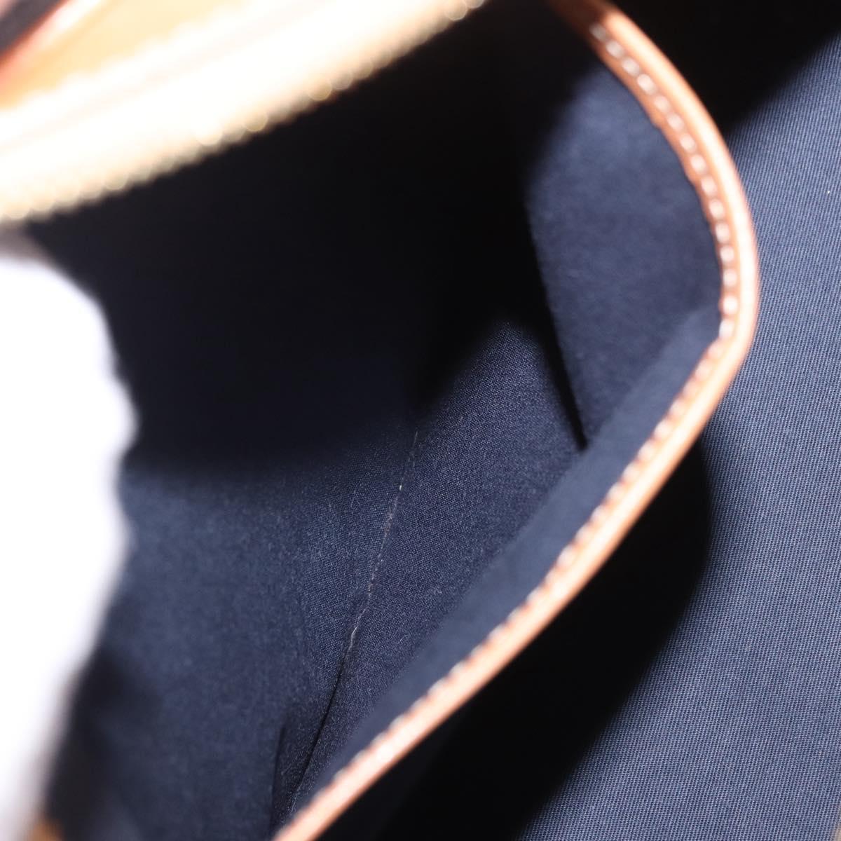 CELINE C Macadam Canvas Hand Bag Suede Navy Gold Auth 196609