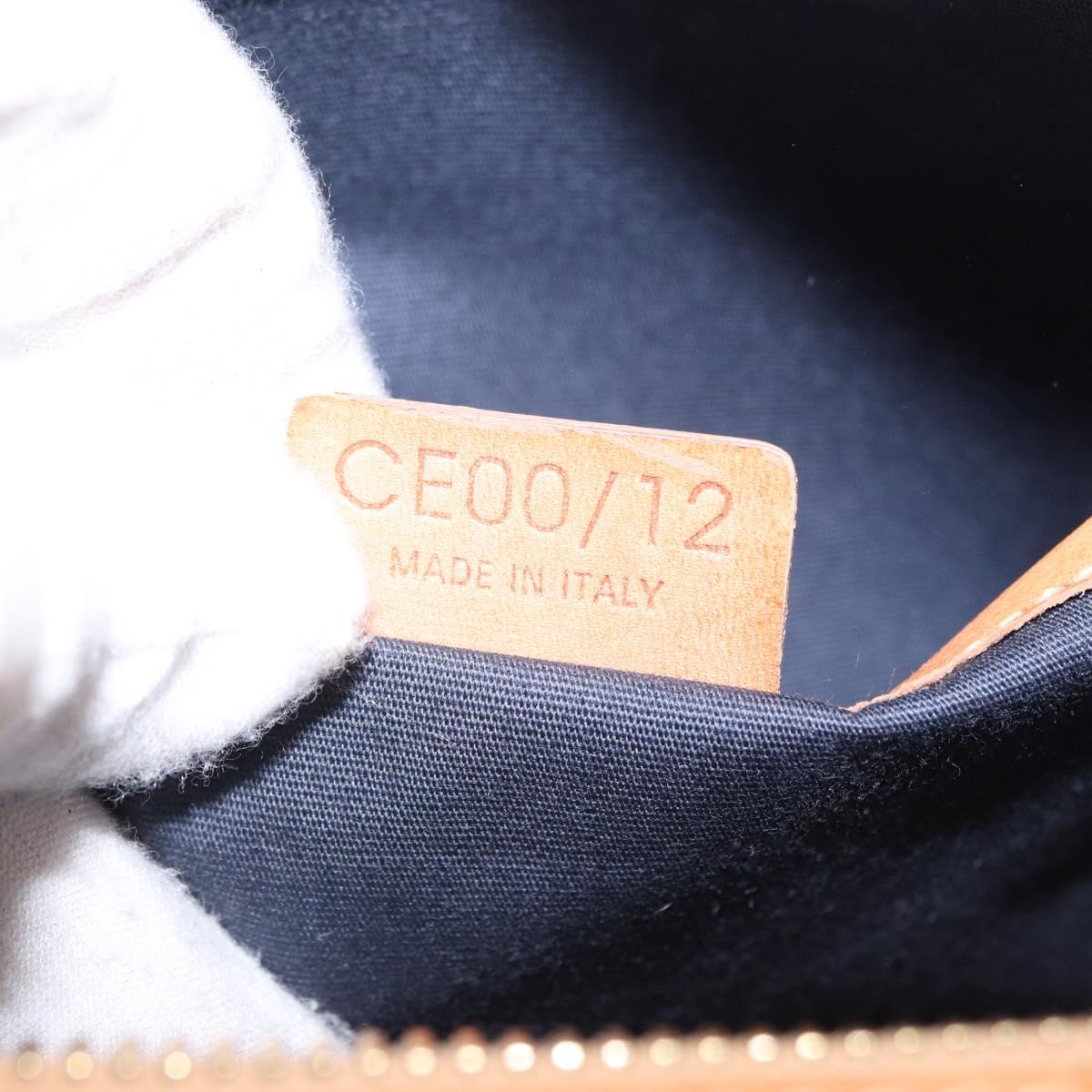 CELINE C Macadam Canvas Hand Bag Suede Navy Gold Auth 196609