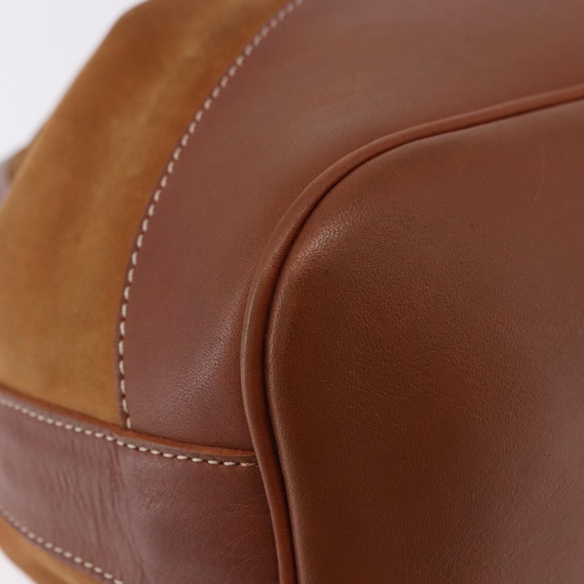 Burberrys Shoulder Bag Leather Suede Brown Gold Auth 196612A