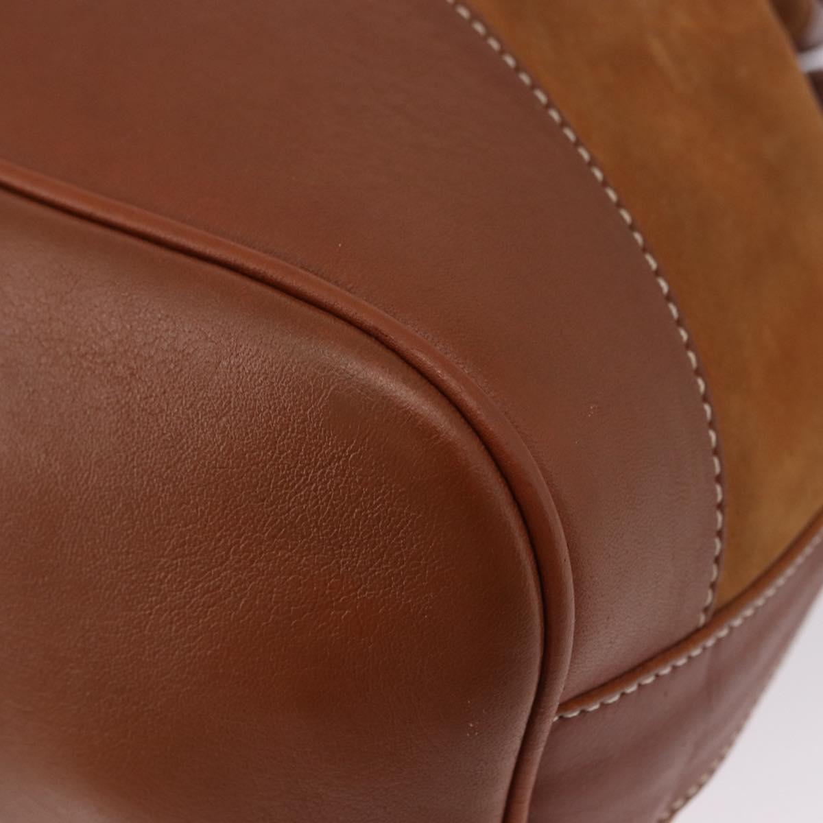 Burberrys Shoulder Bag Leather Suede Brown Gold Auth 196612A