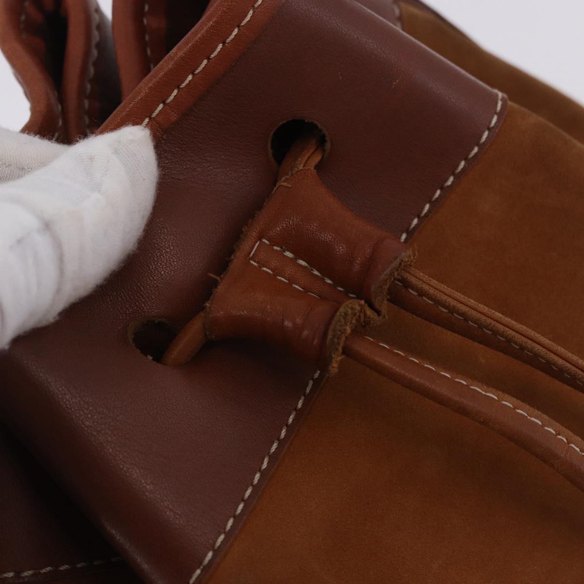 Burberrys Shoulder Bag Leather Suede Brown Gold Auth 196612A
