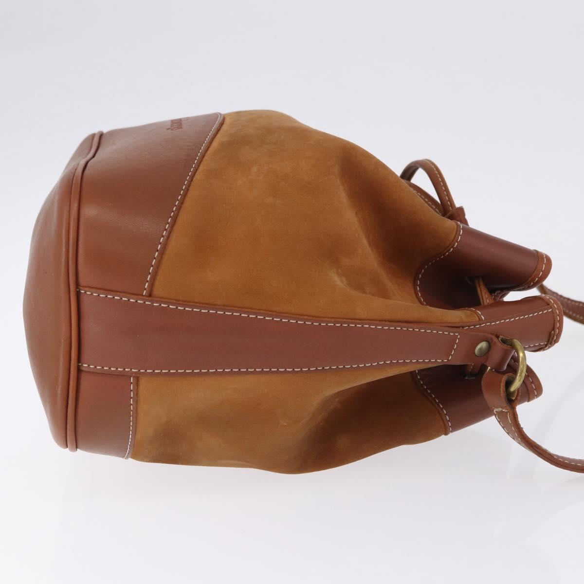 Burberrys Shoulder Bag Leather Suede Brown Gold Auth 196612A