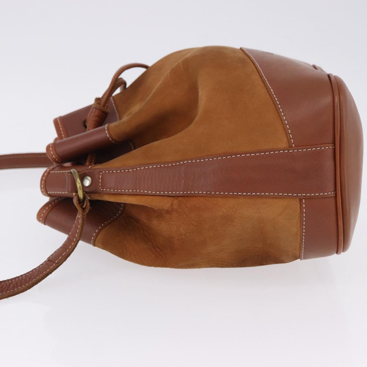 Burberrys Shoulder Bag Leather Suede Brown Gold Auth 196612A