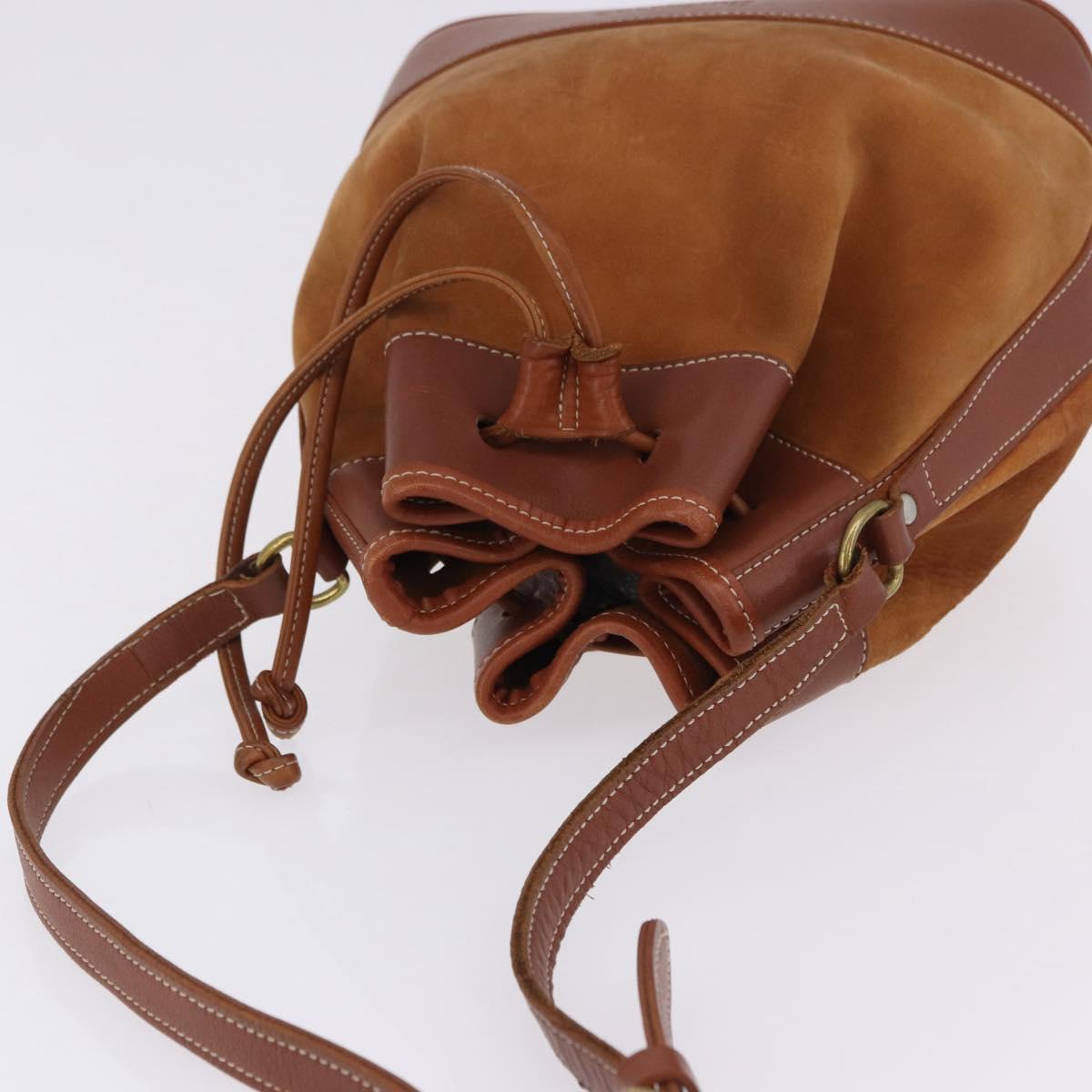Burberrys Shoulder Bag Leather Suede Brown Gold Auth 196612A