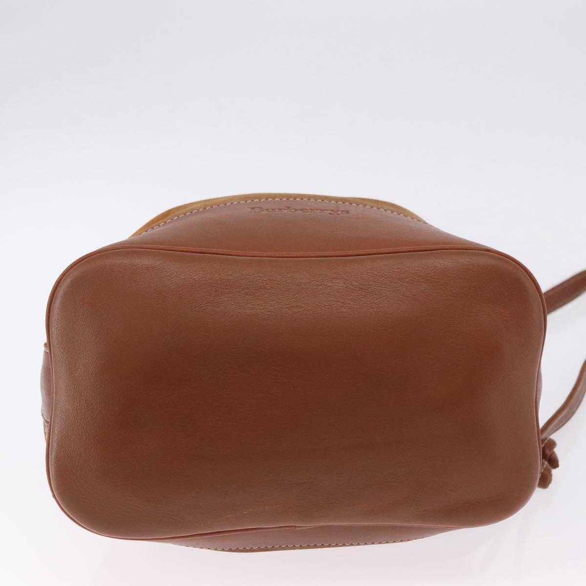 Burberrys Shoulder Bag Leather Suede Brown Gold Auth 196612A