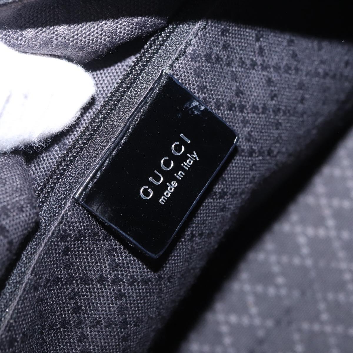 GUCCI Bamboo Hand Bag Canvas Black Silver 000 2865 0575 Auth 196615