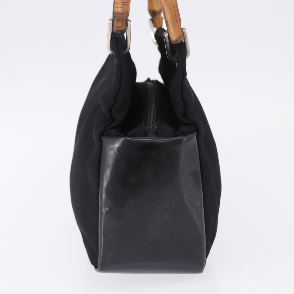 GUCCI Bamboo Hand Bag Canvas Black Silver 000 2865 0575 Auth 196615