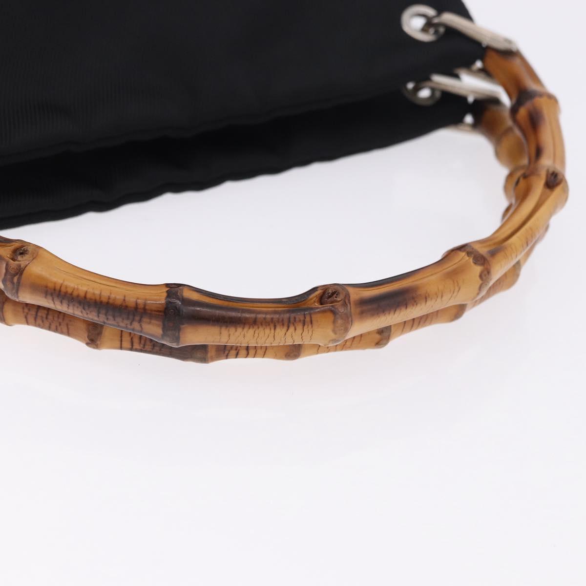 GUCCI Bamboo Hand Bag Canvas Black Silver 000 2865 0575 Auth 196615