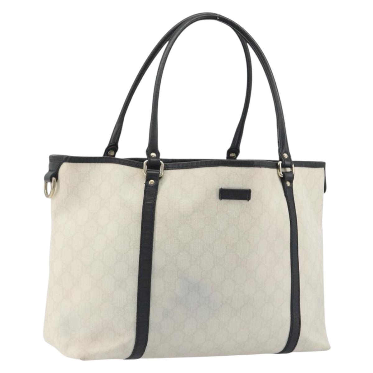 GUCCI GG Supreme Tote Bag PVC White Gold 197953 Auth 196619