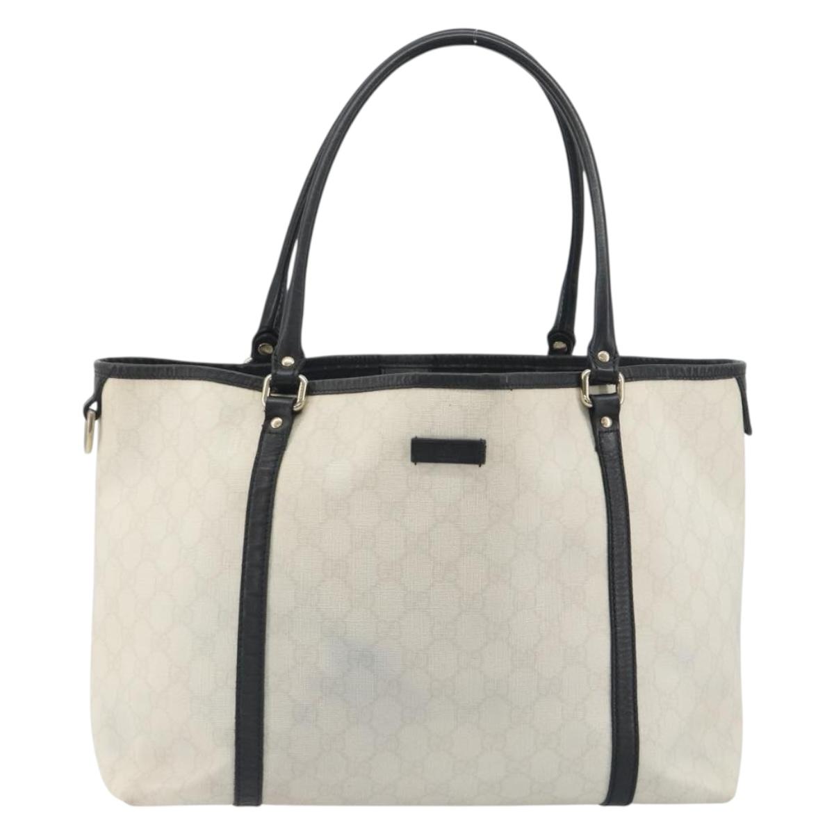 GUCCI GG Supreme Tote Bag PVC White Gold 197953 Auth 196619