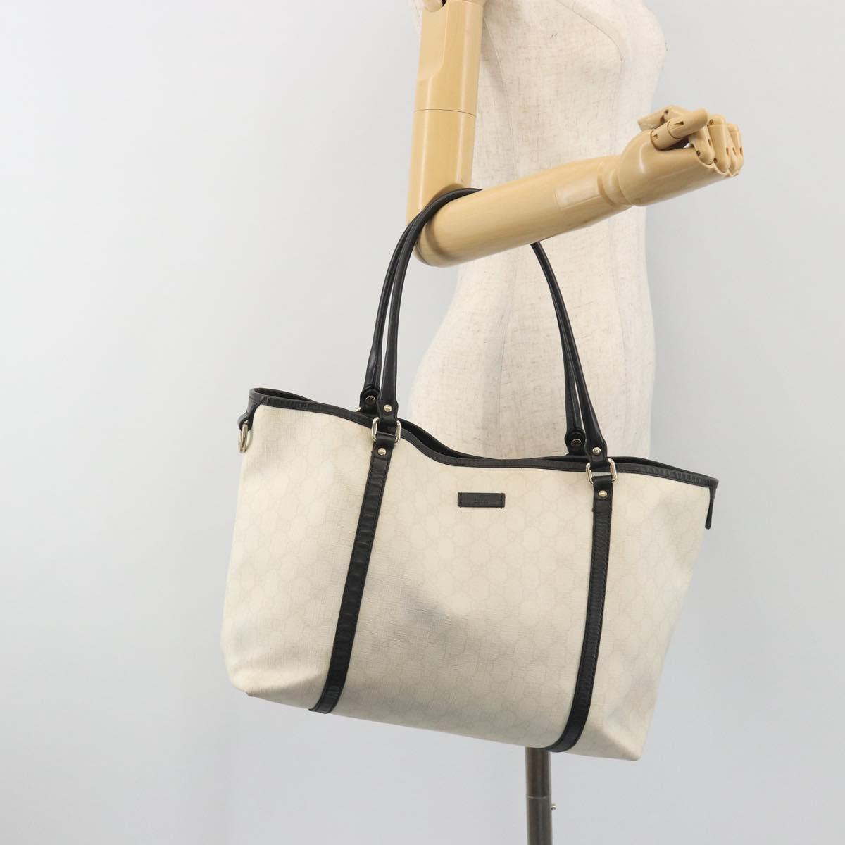 GUCCI GG Supreme Tote Bag PVC White Gold 197953 Auth 196619
