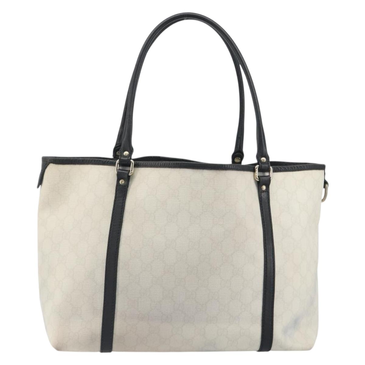 GUCCI GG Supreme Tote Bag PVC White Gold 197953 Auth 196619