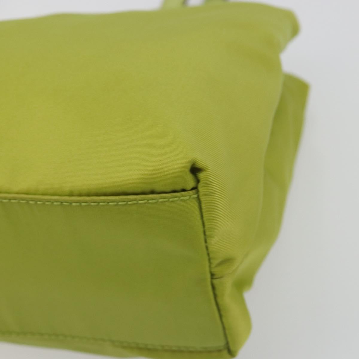 PRADA Hand Bag Nylon Green Gold Auth 196620V