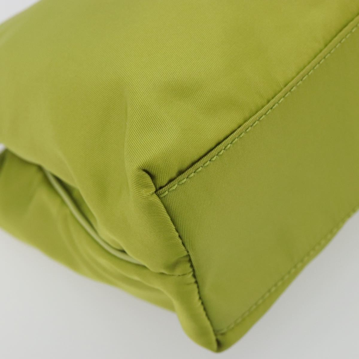 PRADA Hand Bag Nylon Green Gold Auth 196620V