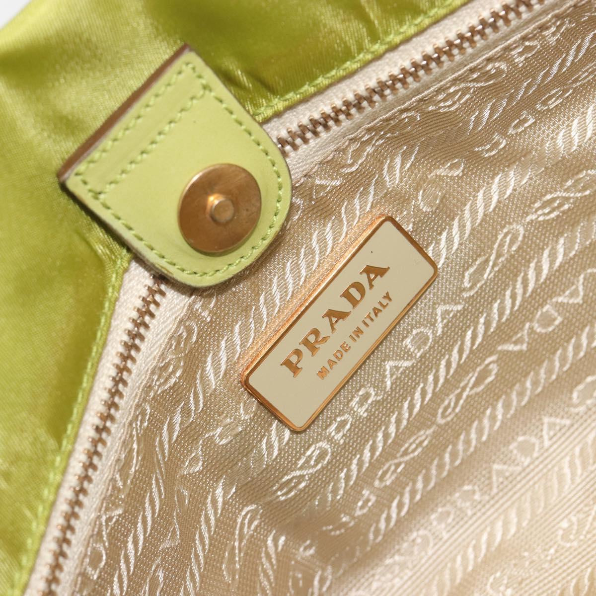 PRADA Hand Bag Nylon Green Gold Auth 196620V