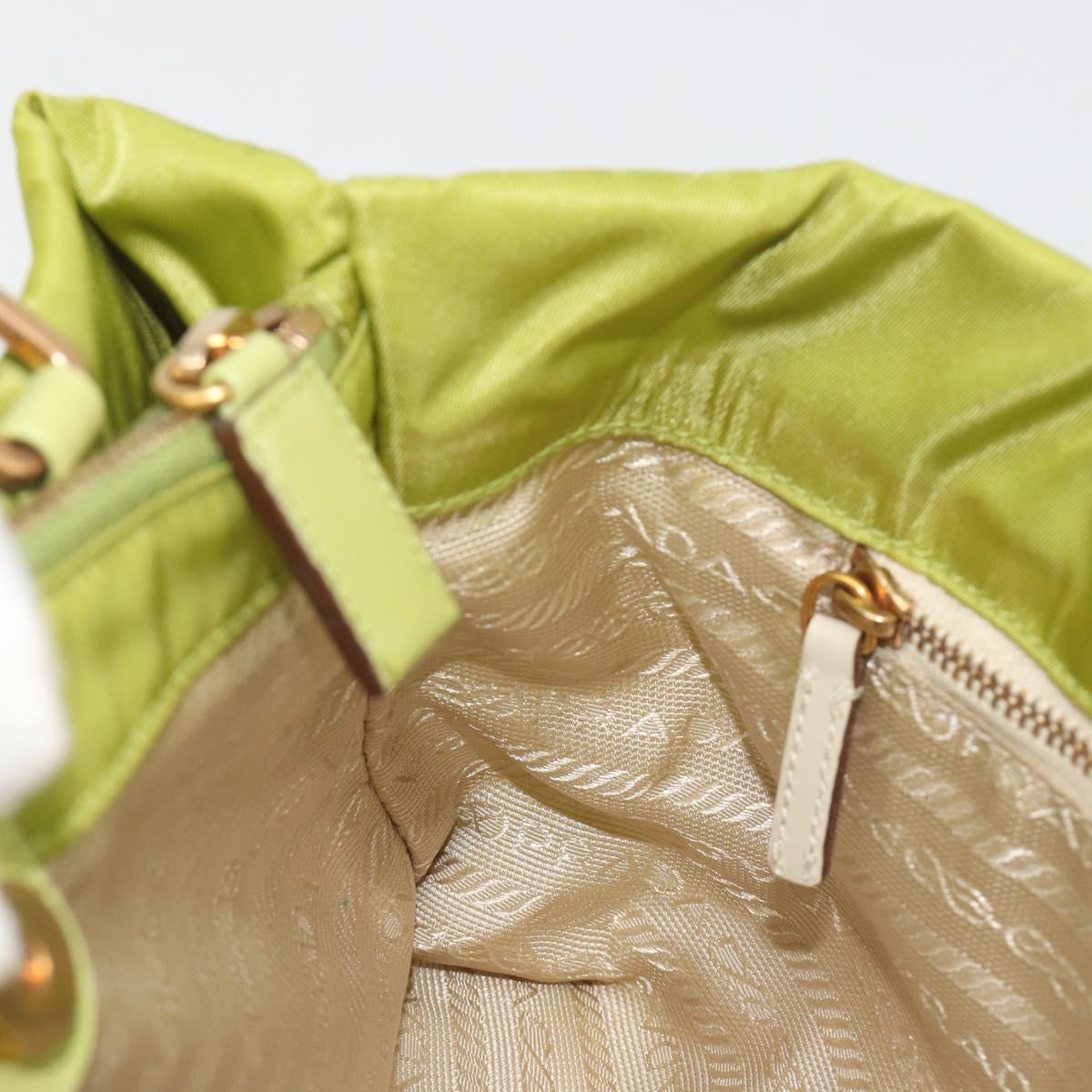 PRADA Hand Bag Nylon Green Gold Auth 196620V