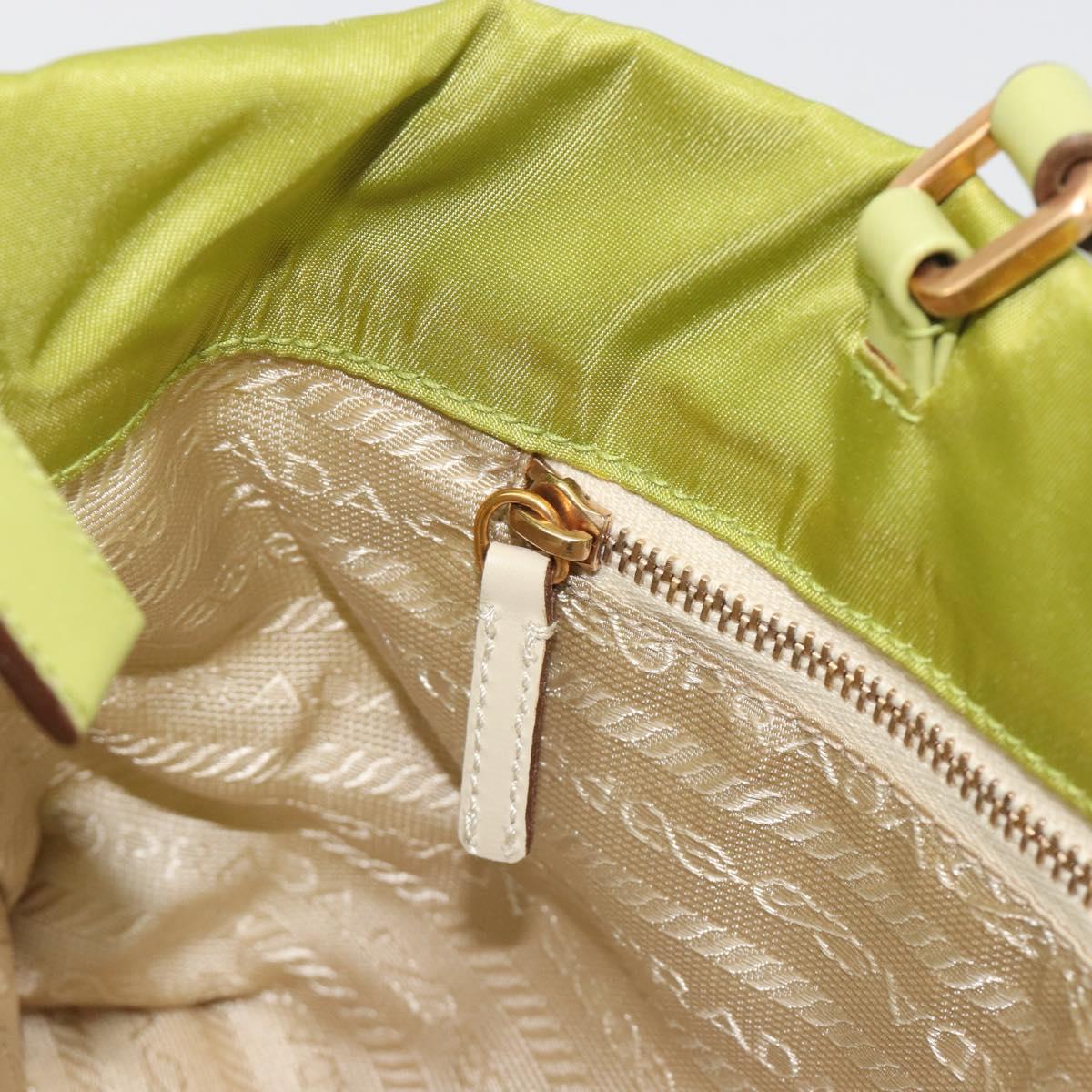 PRADA Hand Bag Nylon Green Gold Auth 196620V