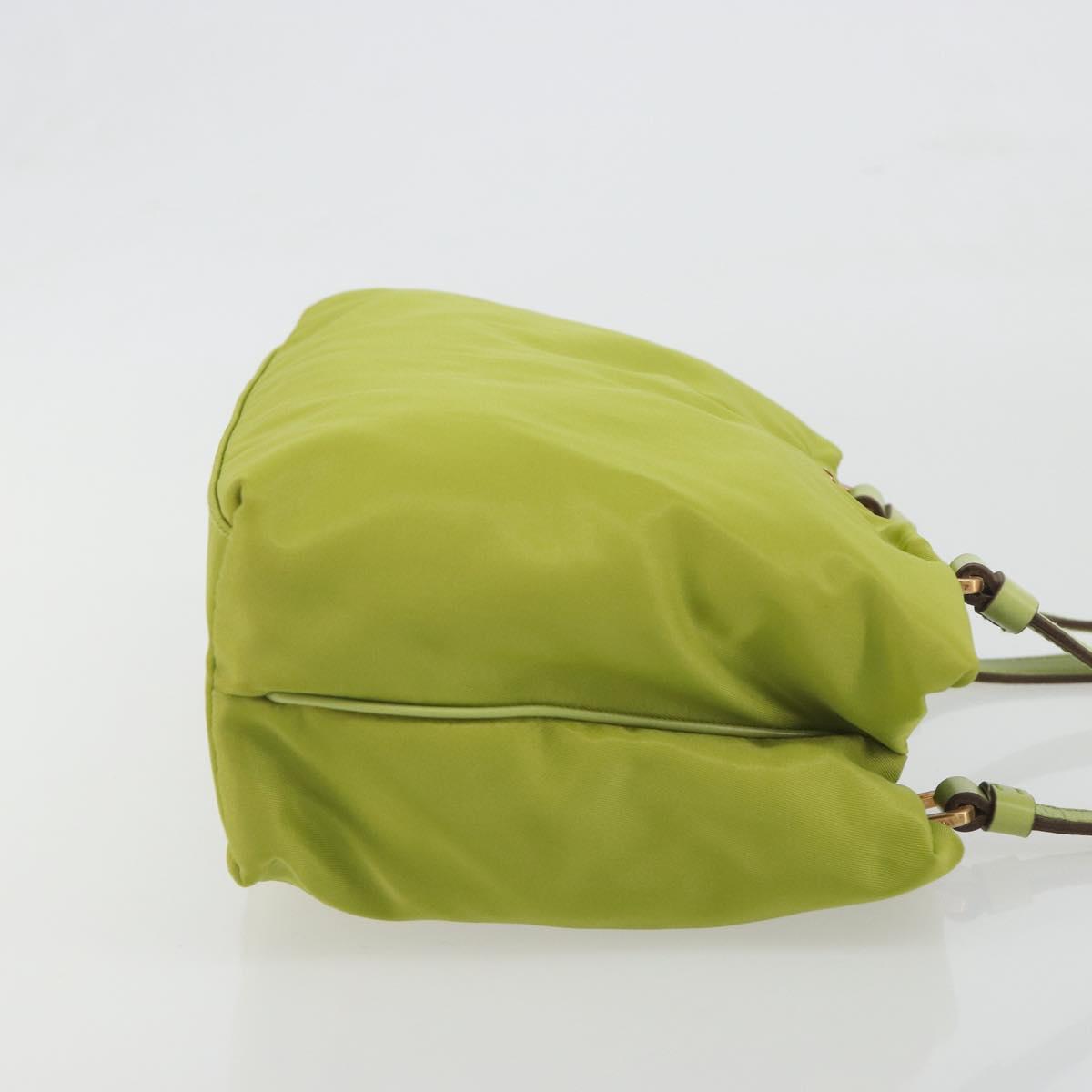 PRADA Hand Bag Nylon Green Gold Auth 196620V