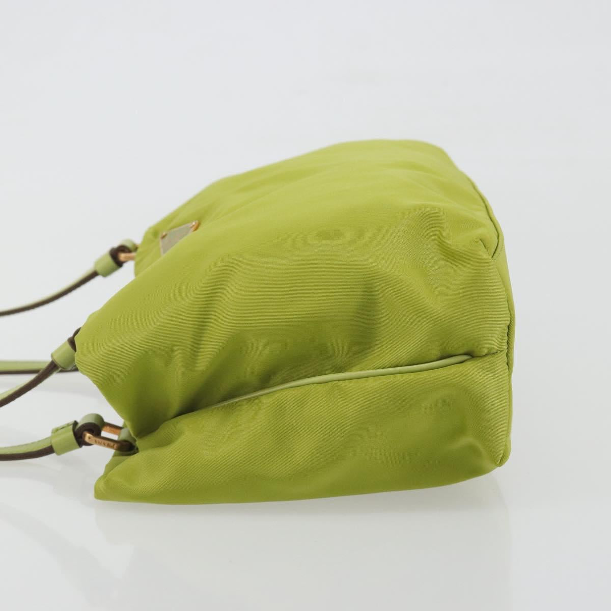 PRADA Hand Bag Nylon Green Gold Auth 196620V