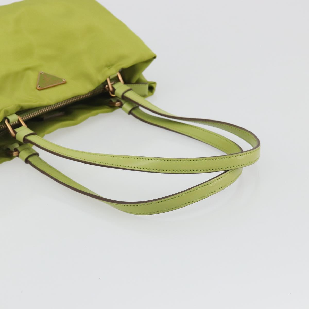 PRADA Hand Bag Nylon Green Gold Auth 196620V