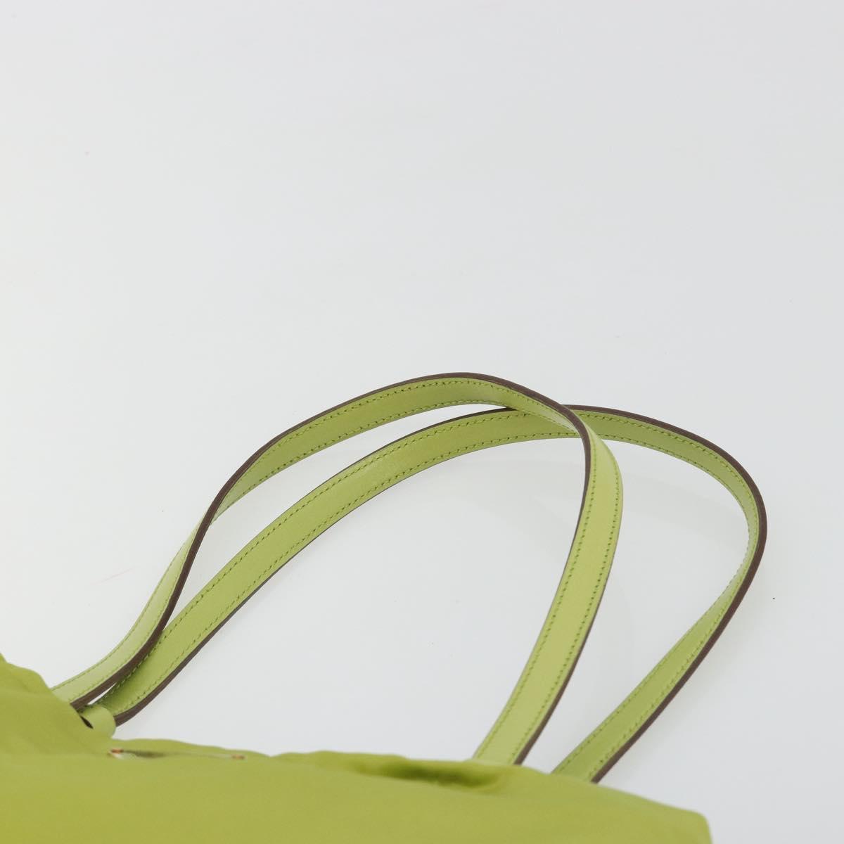 PRADA Hand Bag Nylon Green Gold Auth 196620V