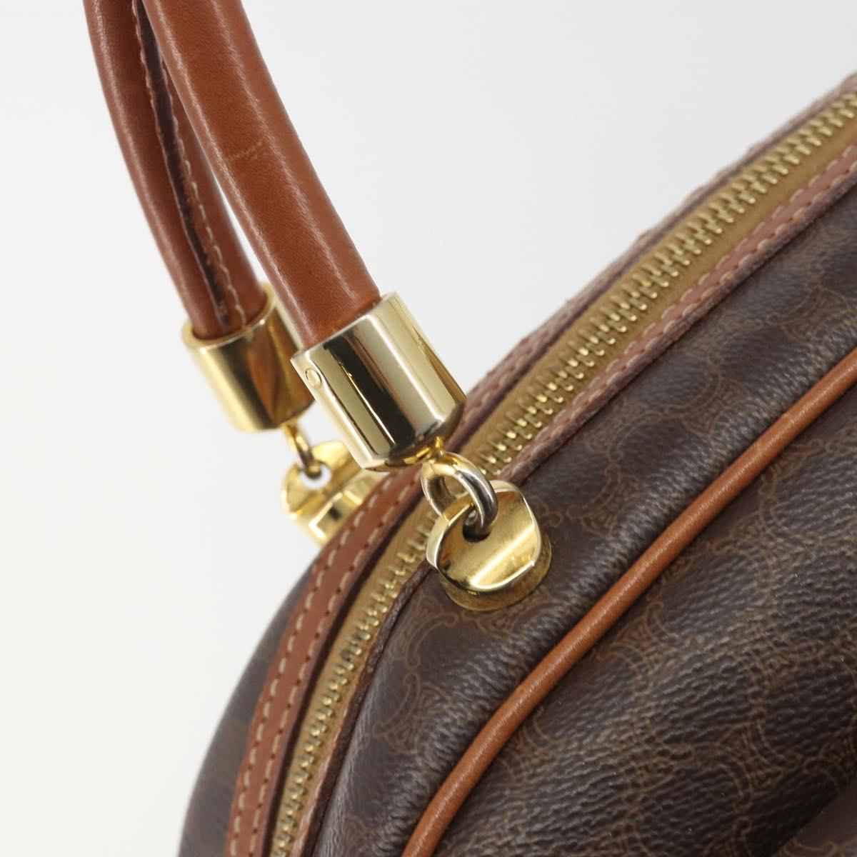 CELINE Macadam Canvas Hand Bag PVC Leather Brown Gold Auth 196621A