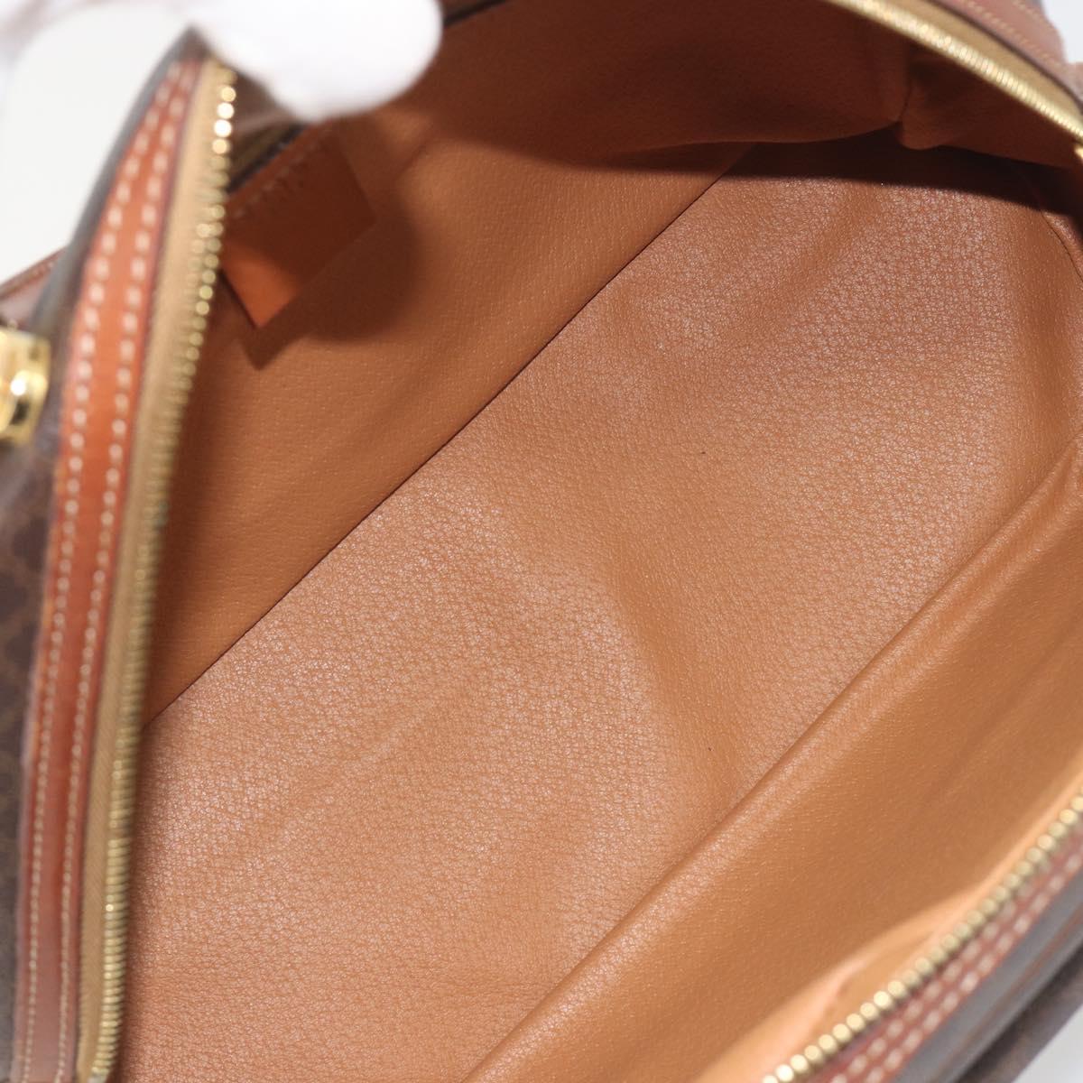 CELINE Macadam Canvas Hand Bag PVC Leather Brown Gold Auth 196621A