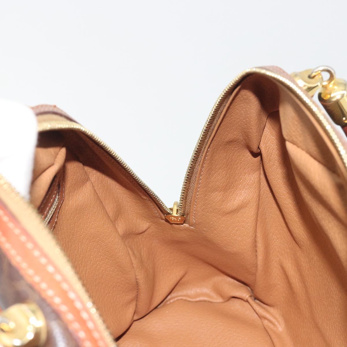 CELINE Macadam Canvas Hand Bag PVC Leather Brown Gold Auth 196621A