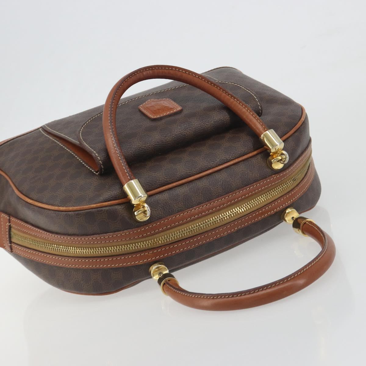 CELINE Macadam Canvas Hand Bag PVC Leather Brown Gold Auth 196621A
