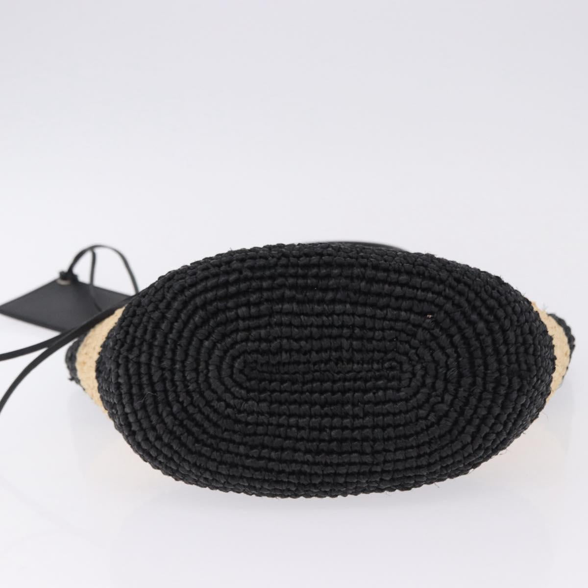 BALENCIAGA Pannier XS Hand Bag Raffia Black Silver 466498 Auth 196622A