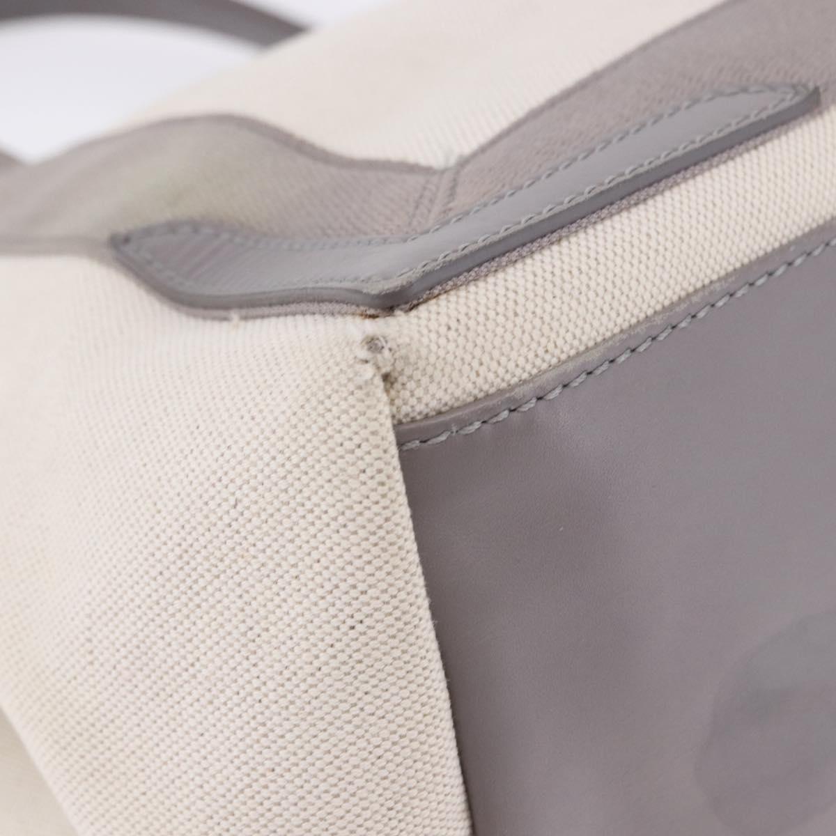BALENCIAGA Navy Cabas XS Hand Bag Canvas White Silver 339933 Auth 196624