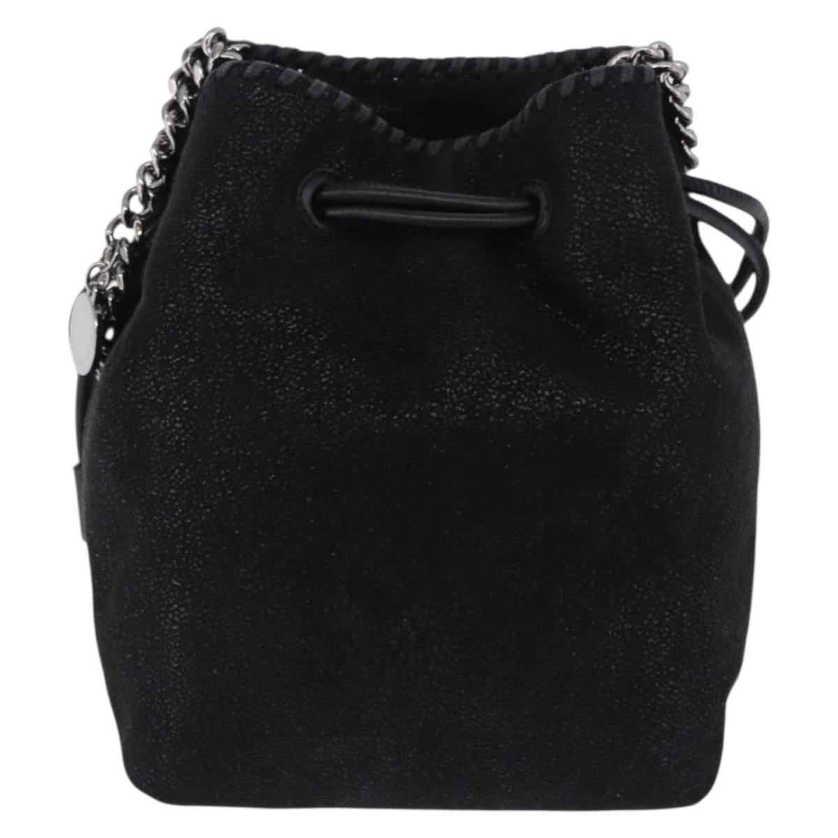 Stella MacCartney Chain Shoulder Bag Polyester Black Silver Auth 196625A