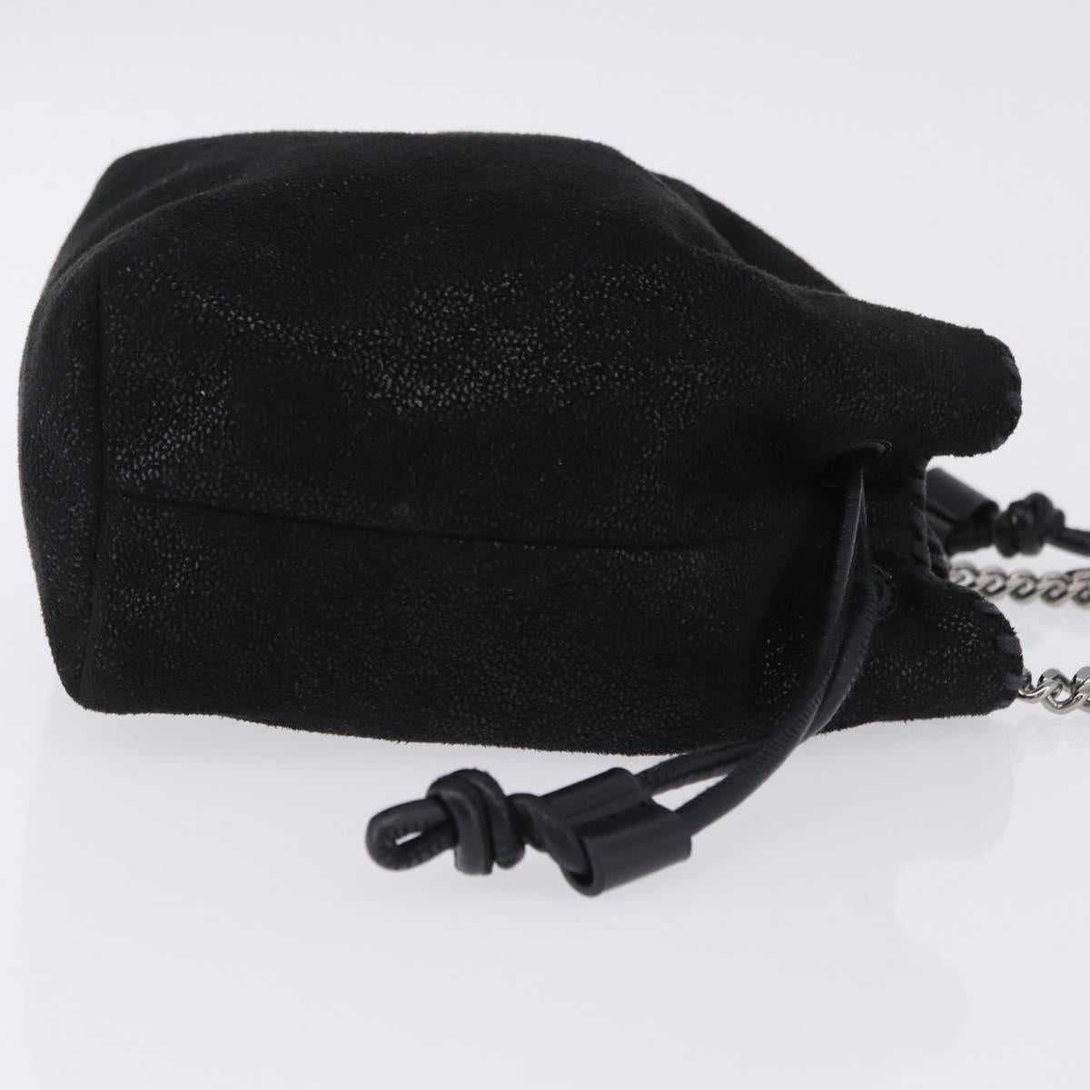 Stella MacCartney Chain Shoulder Bag Polyester Black Silver Auth 196625A