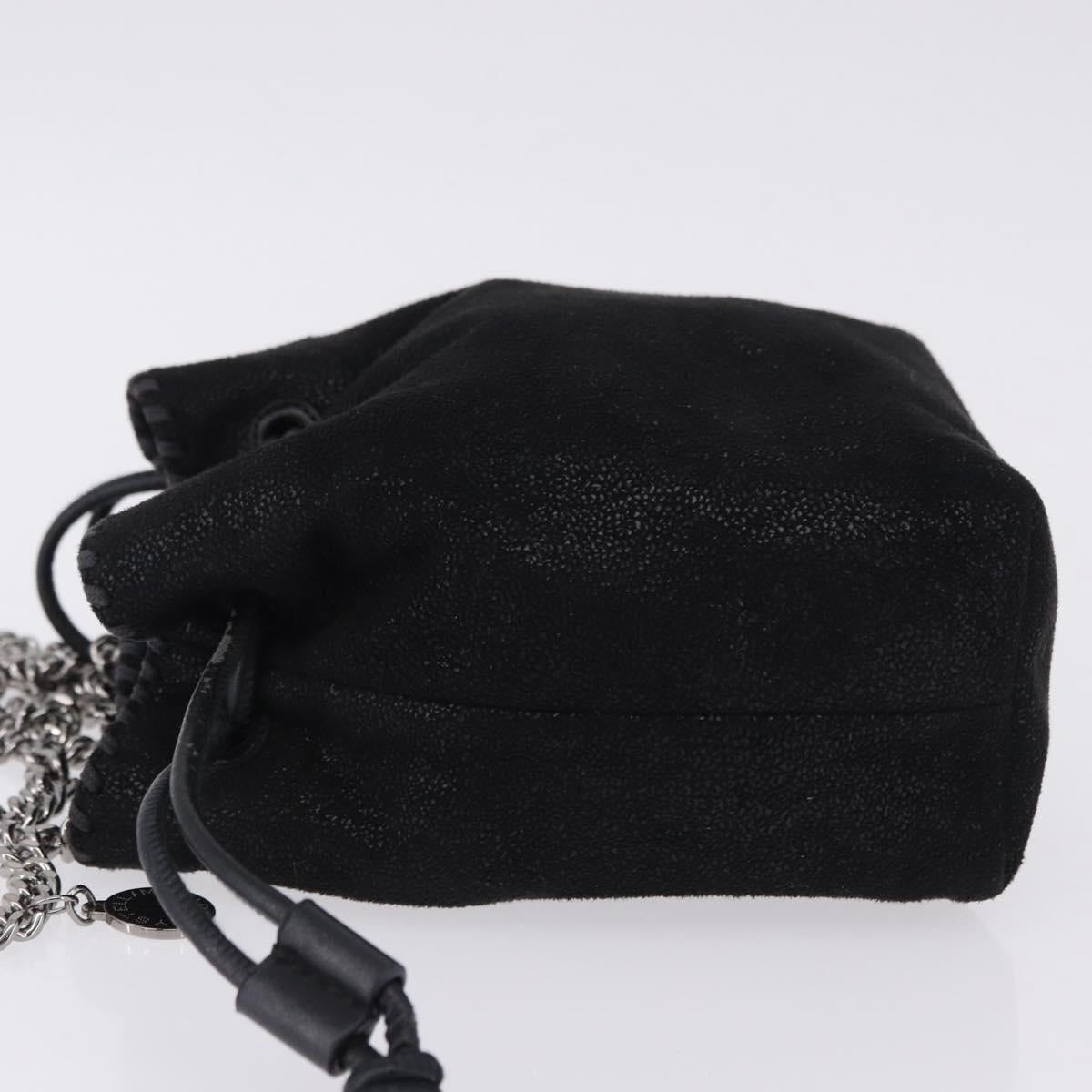 Stella MacCartney Chain Shoulder Bag Polyester Black Silver Auth 196625A