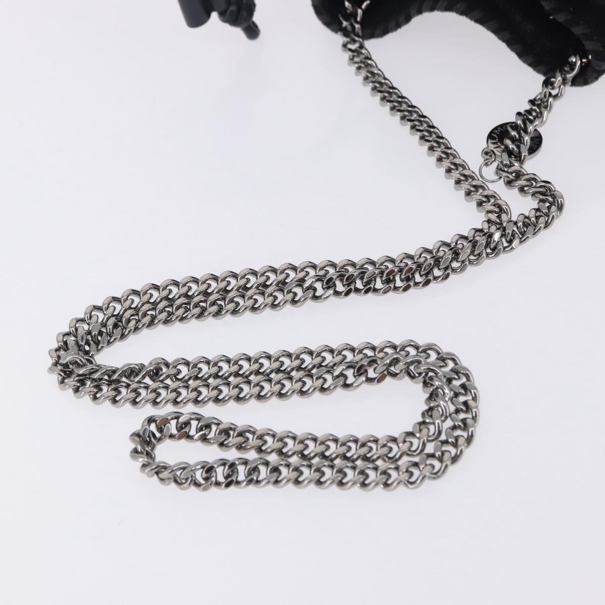 Stella MacCartney Chain Shoulder Bag Polyester Black Silver Auth 196625A