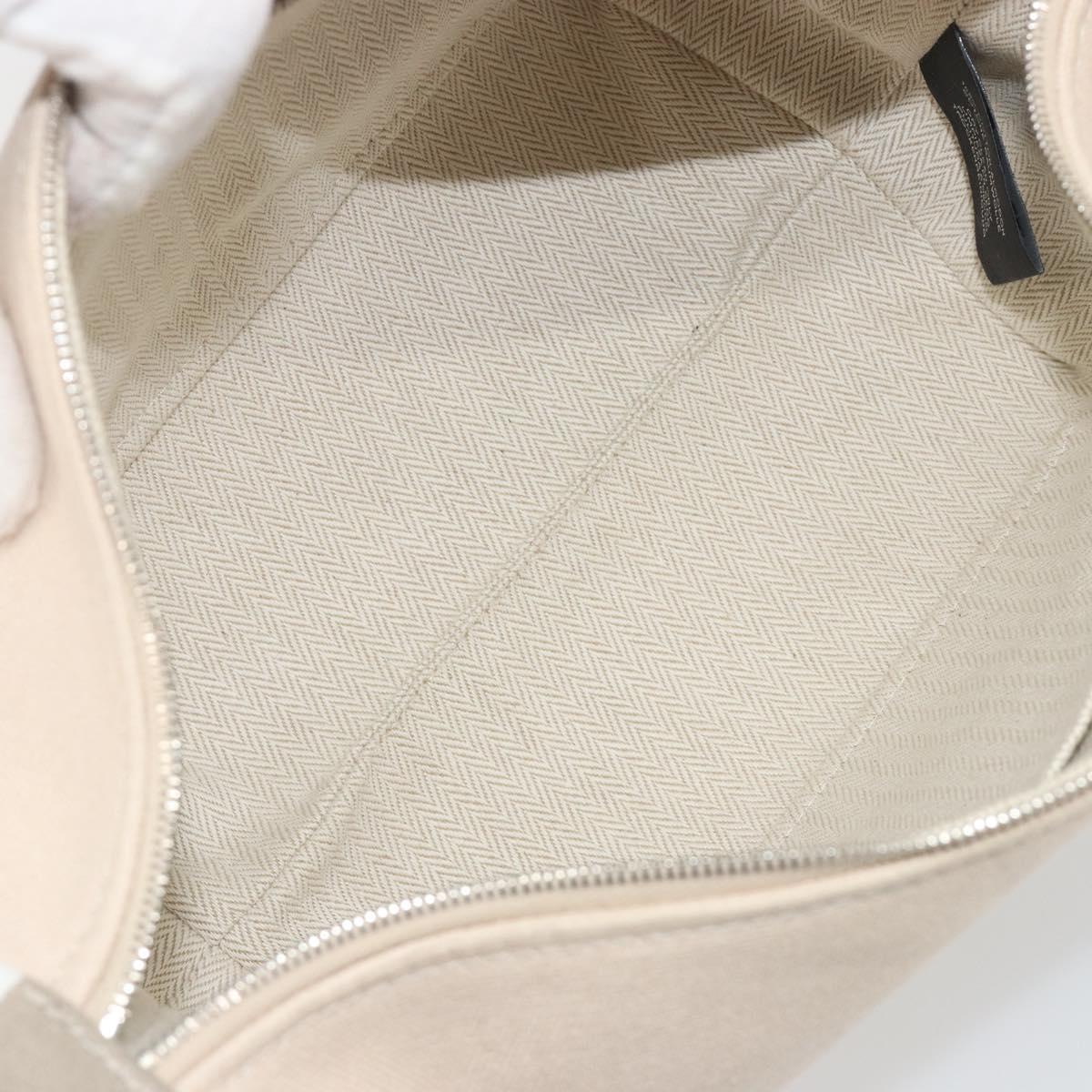 HERMES Brid A Black Hand Bag Canvas Leather Beige Silver Auth 196626M