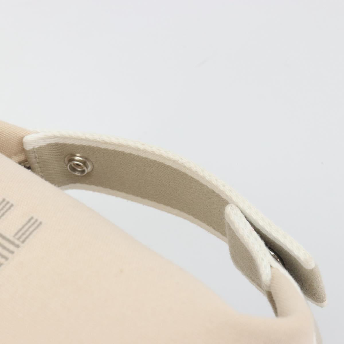 HERMES Brid A Black Hand Bag Canvas Leather Beige Silver Auth 196626M