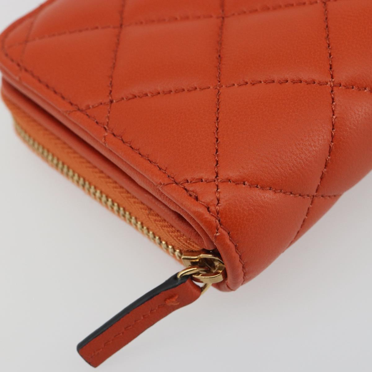 VERSACE Medusa Wallet Leather Orange Gold Auth 196627A