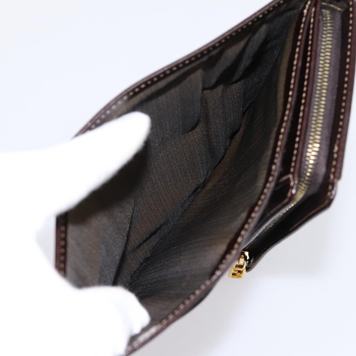 FENDI Zucca Canvas Bifold Wallet Black Brown Auth 196628V