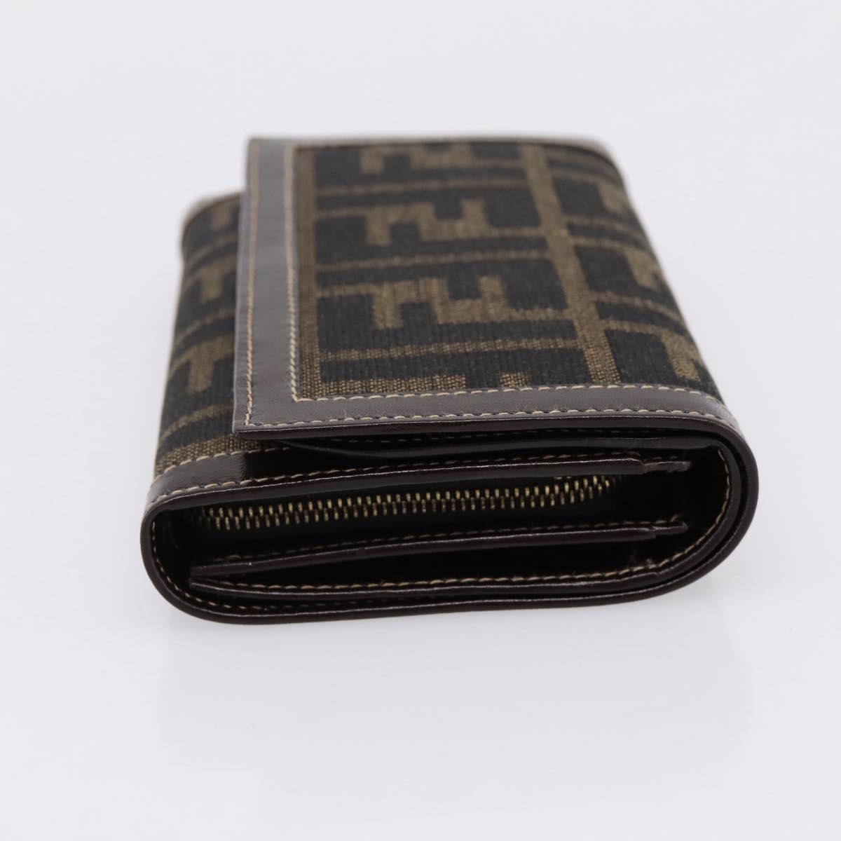 FENDI Zucca Canvas Bifold Wallet Black Brown Auth 196628V